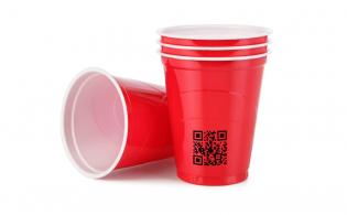 verre jetable en plastique personnalisé avec un QR code
