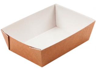 BAS14 - Barquette en Carton micro-cannelé + CPET - Kraft, 750ml, 140x95x50mm