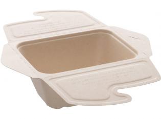 BKAM75 - Boite lunch rectangulaire en Bagasse - Beige, 750ml, 170x130x70mm