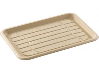 PKT352 - Plateau rectangulaire en Bagasse - Beige, 350x240x20mm