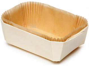 WAB140 - Barquette cuisson en Bois + Papier - Bois, 140x95x50mm