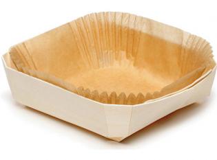WAB170 - Barquette cuisson en Bois + Papier - Bois, 145x170x45mm