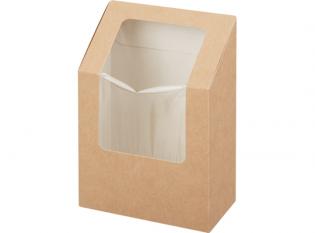 BTW91 - BoiteTortilla / Wrap double à fenêtre en Carton + PE - Bois, 100x60x145mm