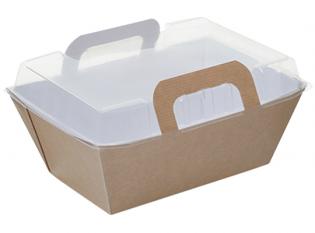 BAV13 - Barquette rectangulaire vision en Carton micro-cannelé + CPET - Kraft, 1300ml, 190x140x75mm