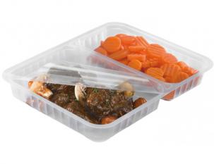 BBT945 - Barquettes thermoscellables en PP - Translucide, 600+300ml, 227x177 h33mm