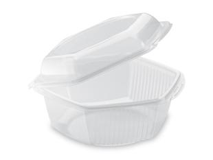 Barquette hexagonale avec couvercle en PP - Translucide, 750ml