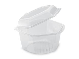 Barquette hexagonale avec couvercle en PP - Translucide, 1000ml,