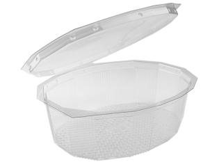 Barquette ovale avec couvercle en PET - Transparent, 1500ml,