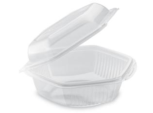 Barquette hexagonale avec couvercle en PP - Translucide, 500ml