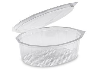 Barquette ovale avec couvercle en PET - Transparent, 1000ml