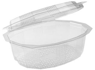 Barquette ovale avec couvercle en PET - Transparent, 250ml
