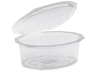 Barquette ovale avec couvercle en PET - Transparent, 375ml