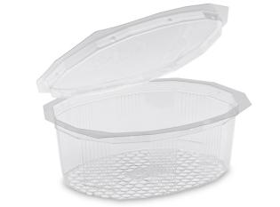 Barquette ovale avec couvercle en PET - Transparent, 500ml