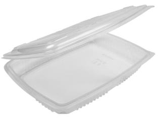 Barquette repas 1 compartiment avec couvercle en PP - Translucide, 1000ml