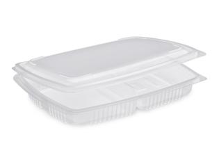 Barquette repas avec couvercle en PP - Translucide, 1000ml,