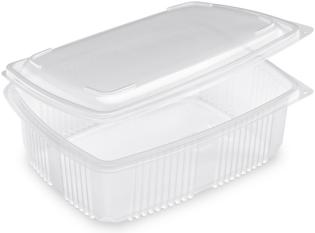 Barquette repas 1 compartiment avec couvercle en PP - Translucide, 2000ml,