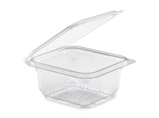 Barquette rectangulaire avec couvercle en PET - Transparent, 375ml,