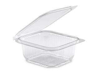 Barquette rectangulaire avec couvercle en PET - Transparent, 500ml,