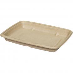 Visuel du produit BKR233 - Barquette rectangulaire en Bagasse - Beige, 600ml, 160x230x30mm