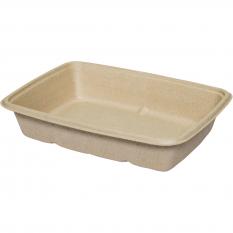 Visuel du produit BKR235 - Barquette rectangulaire en Bagasse - Beige, 950ml, 160x230x50mm