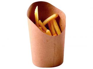 GCS55 - Etuis à frites en Carton + PE - Kraft, 475g, ø71 h 130mm Visuel du produit GCS55 - Etuis à frites en Carton + PE - Kraft, 475g, ø71 h 130mm