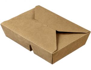 BAM120- Boite Hot Box deux compartiments en Carton + PE - Kraft- 450+700ml- 213x155x46mm