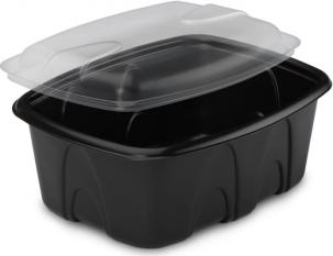 BBN1001- Barquette repas avec couvercle antibuée - Noir- 1000ml- 180x140x90mm