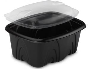 BBN501- Barquette repas avec couvercle antibuée - Noir- 500ml- 140x110x60mm
