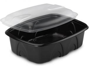 BBN751- Barquette repas avec couvercle antibuée - Noir- 750ml- 180x140x74mm