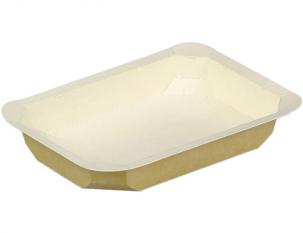  Barquettes thermoscellables en carton - Beige- 500ml- 192x137x27mm