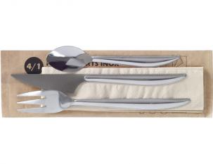 CIS04-Kit couteau, fourchette, cuillère, serviette inox léger-Gris--200x70mm