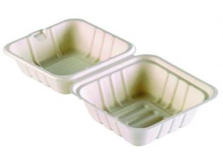 Visuel du produit RKT28 - Boite à burger en Bagasse - Blanc, 475ml, 162x152x80mm
